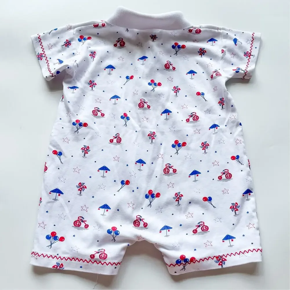 Toddler Boy's Kissy Kissy One Piece Patriotic One Piece Romper Size 18-24 Mo.